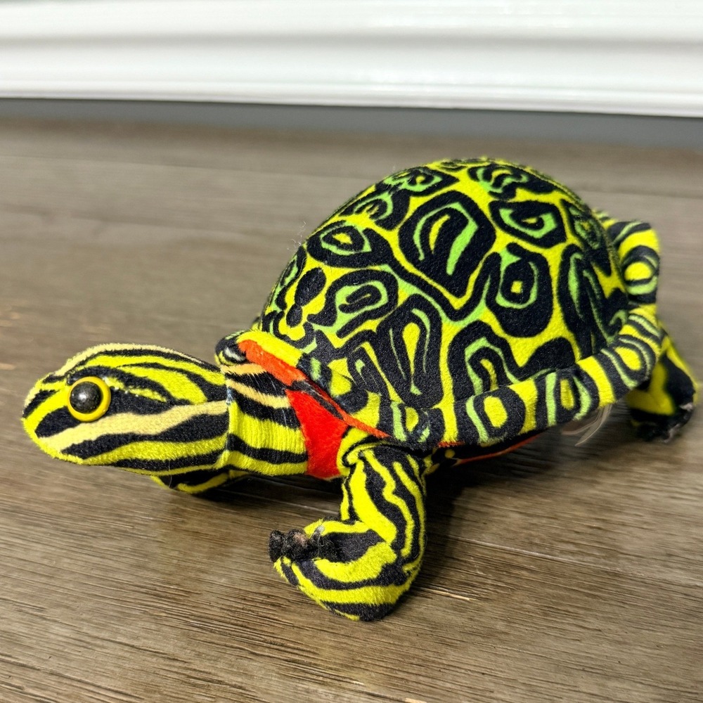 Wildlife Artists Inc Turtle Plush Neon Yellow Black Swirl Stuffed Animal Toy